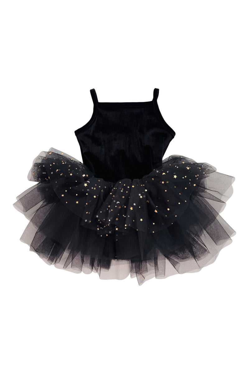 DOLLY® VELVET LEOTARD TUTU DRESS WITH STARS & MOON ⭐️ 🌙 TULLE black