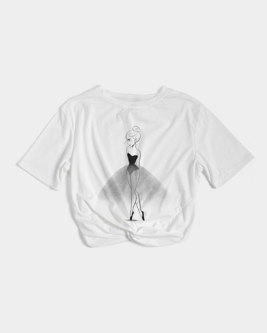 DOLLY DOODLING Ballerina Camiseta recortada con frente torcido para mujeres y adolescentes