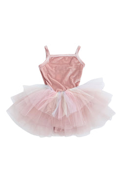 VESTIDO DE TUTU DE LEOTARD DE TERCIOPELO CON ESTRELLAS Y LUNA ⭐️ 🌙 TUL rosa ballet DOLLY®
