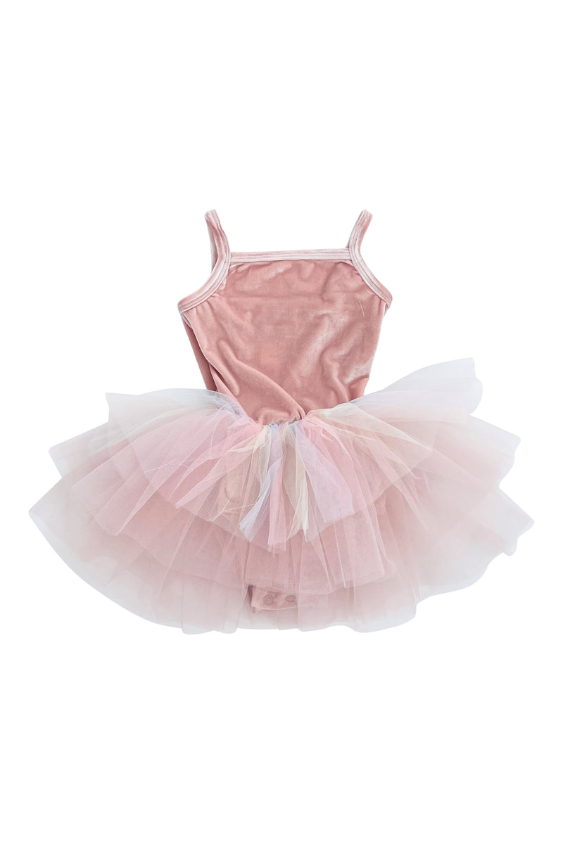 VESTIDO DE TUTU DE LEOTARD DE TERCIOPELO CON ESTRELLAS Y LUNA ⭐️ 🌙 TUL rosa ballet DOLLY®
