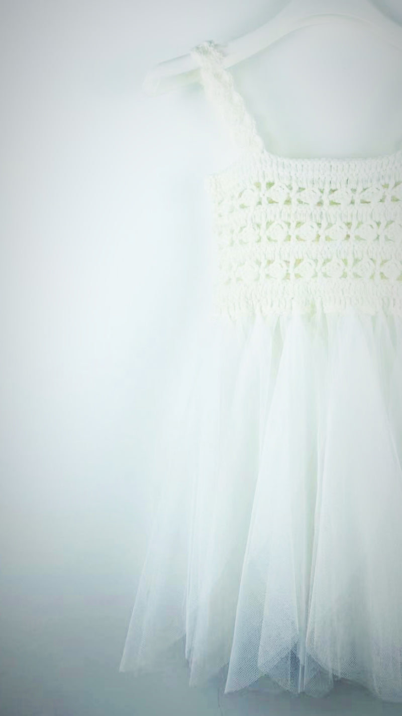 DOLLY by Le Petit Tom ® VESTIDO CROCHET TUTU ALL EYES blanco roto