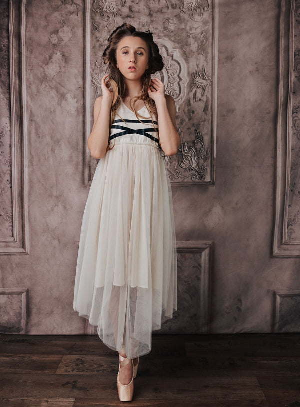 DOLLY GOLIGHTLY BALLERINA LACE UP WAIST DRESS  I ♥COFFEE