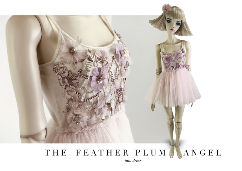 DOLLY by Le Petit Tom ® THE FEATHER PLUM ANGEL tutu dress baby pink/ plum - DOLLY by Le Petit Tom ®