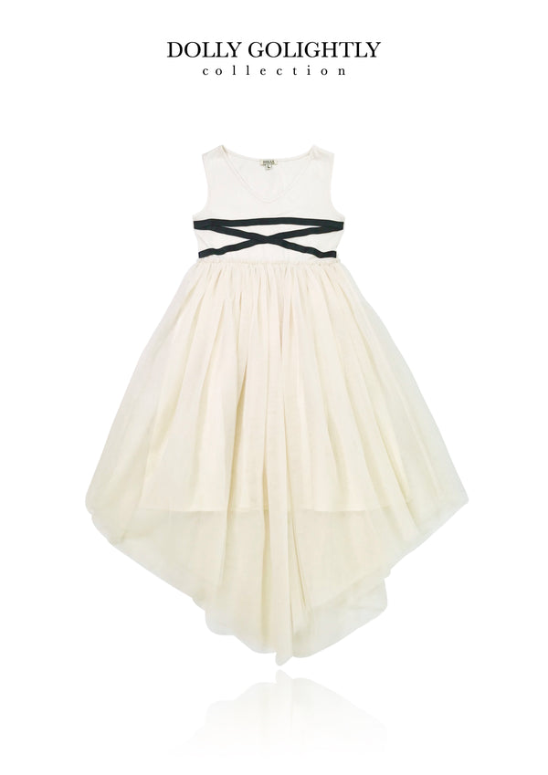 DOLLY GOLIGHTLY BALLERINA LACE UP WAIST DRESS  I ♥COFFEE