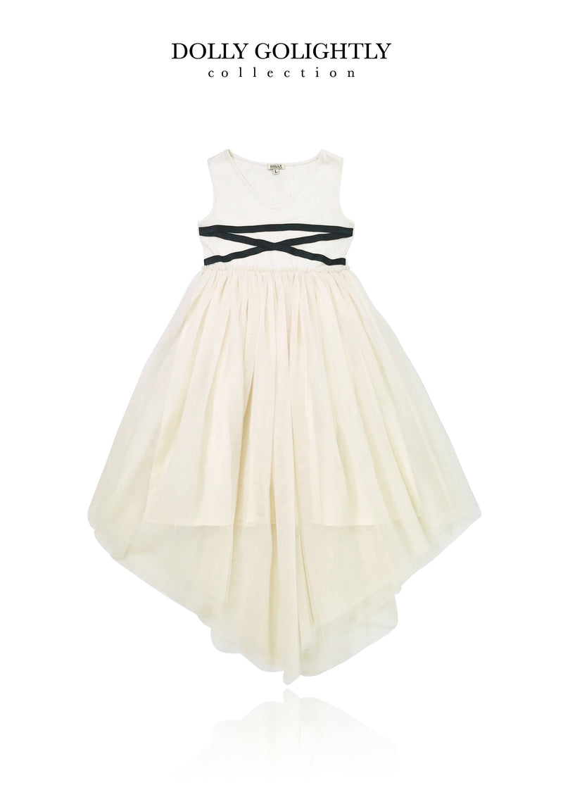 DOLLY GOLIGHTLY BALLERINA LACE UP WAIST DRESS  I ♥COFFEE