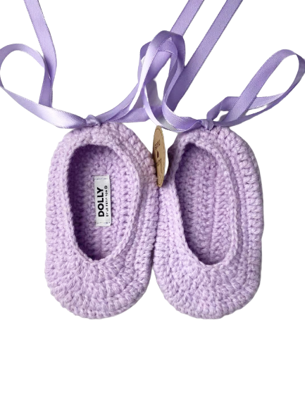 DOLLY by Le Petit Tom ® CROCHET BABY BALLERINAS lavender