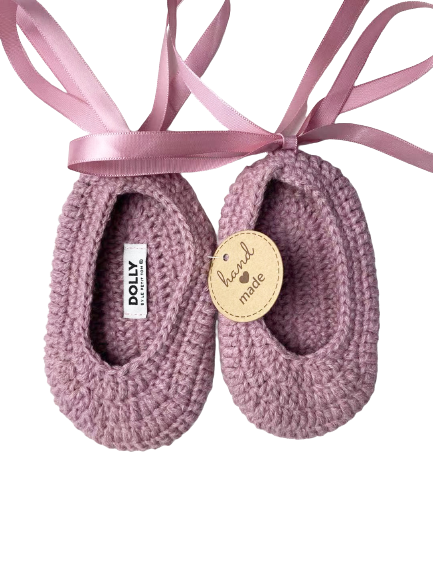 DOLLY by Le Petit Tom ® BAILARINAS BEBÉ CROCHET malva