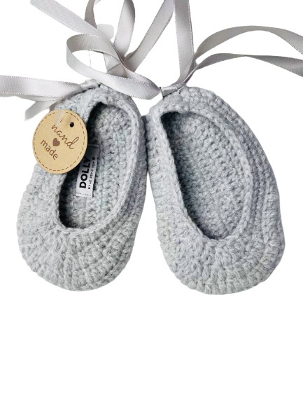 DOLLY by Le Petit Tom ® BAILARINAS BEBÉ CROCHET gris plata