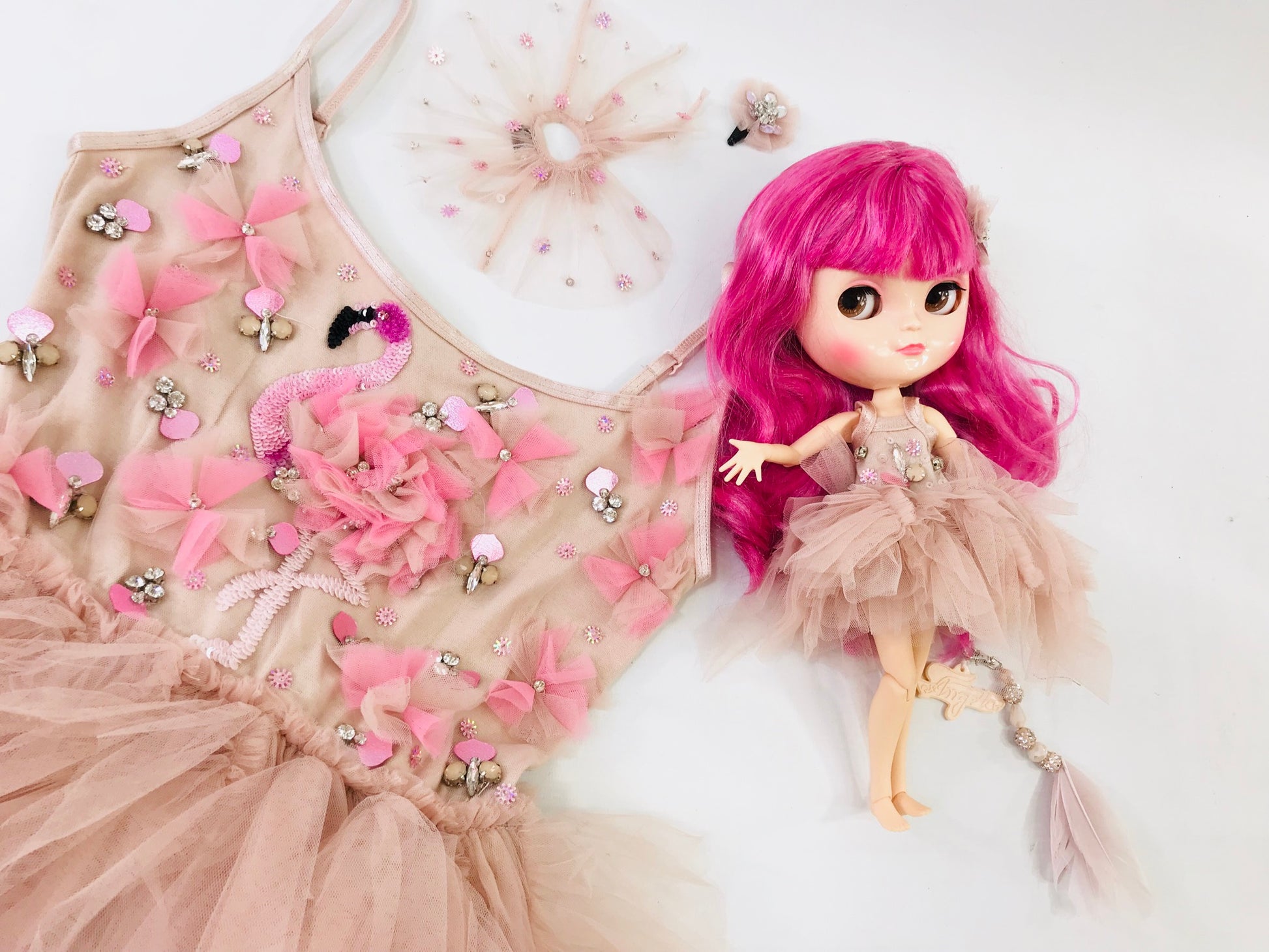 ANGELA Doll PULL CHARMS FLAMINGO-dolls-DOLLY by Le Petit Tom ®