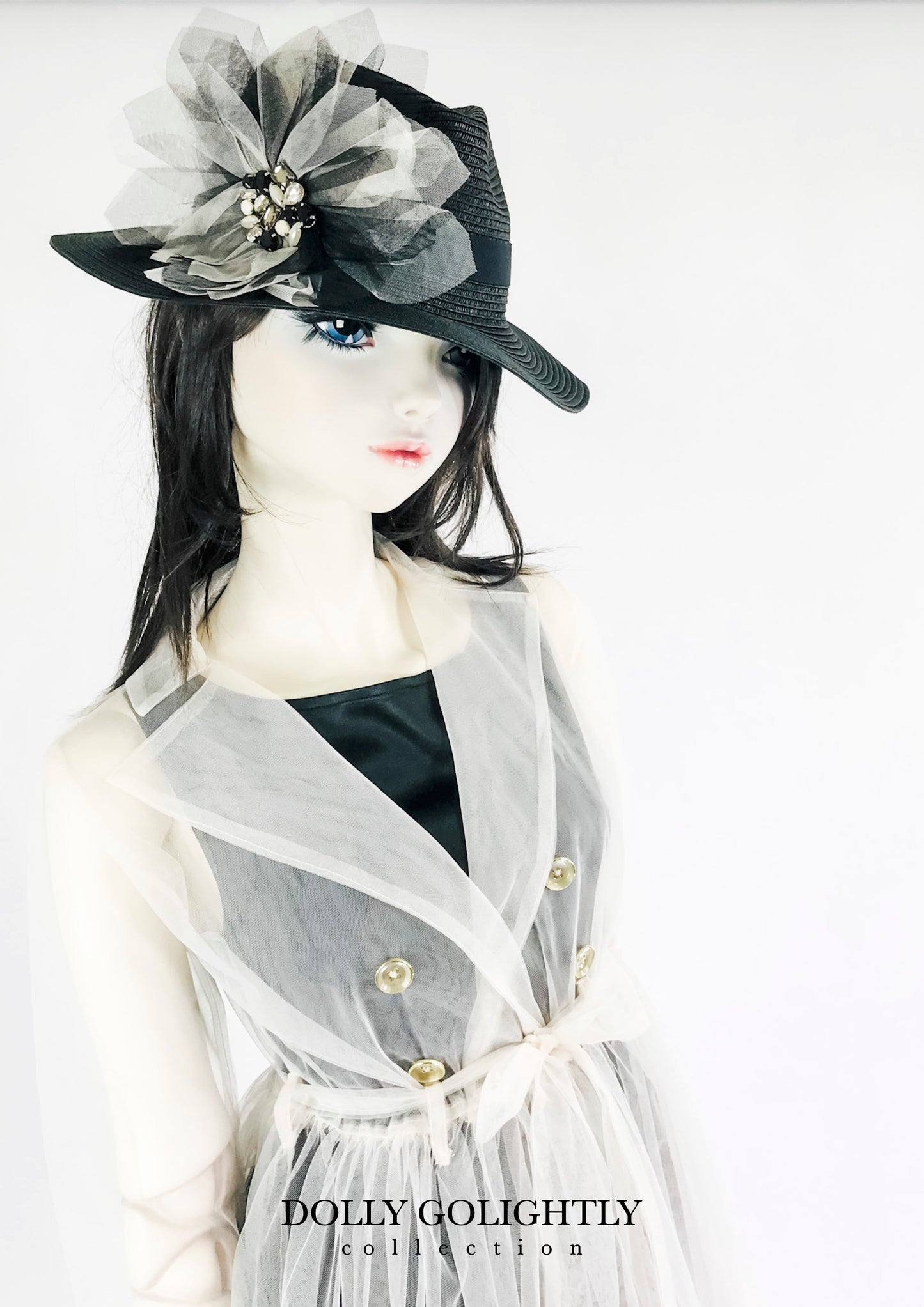 DOLLY GOLIGHTLY FEDORA HAT black or white