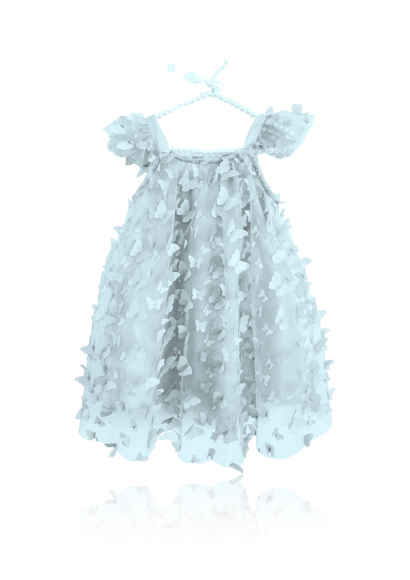 DOLLY by Le Petit Tom ® ALLOVER BUTTERFLIES TUTU DRESS light blue