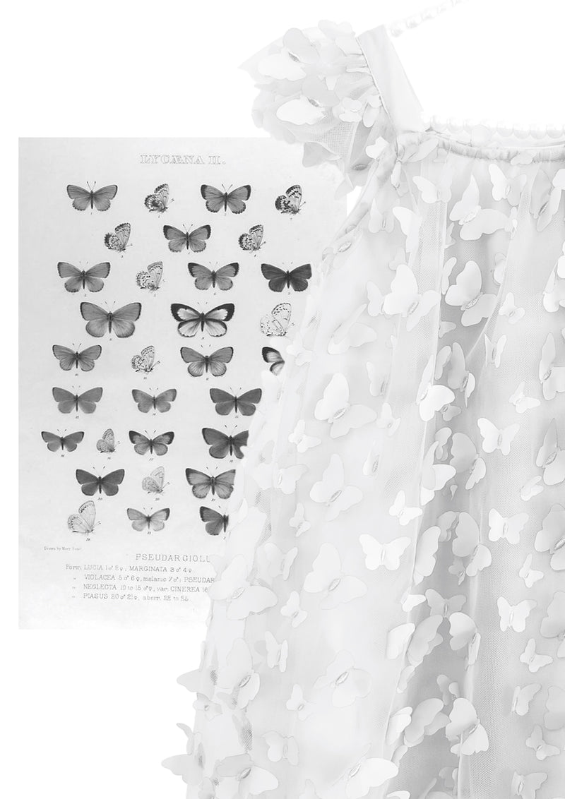 DOLLY by Le Petit Tom ® ALLOVER BUTTERFLIES TUTU DRESS white