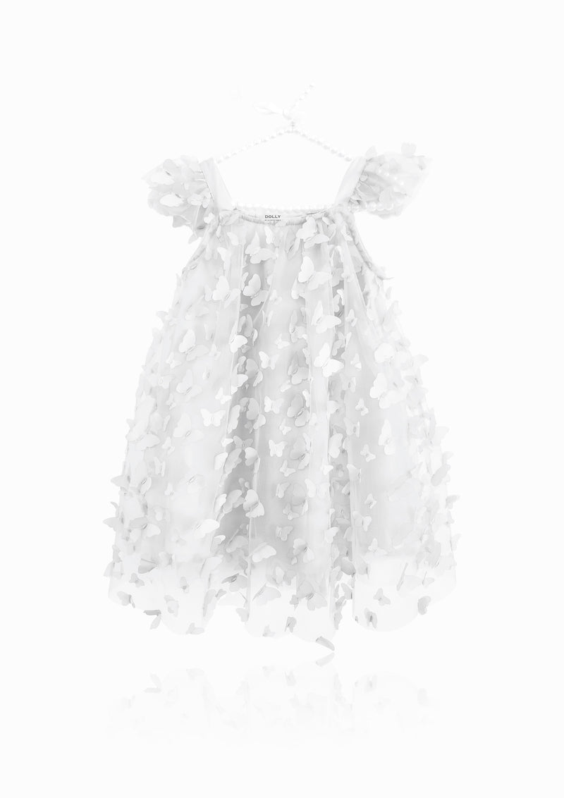 DOLLY by Le Petit Tom ® ALLOVER BUTTERFLIES TUTU DRESS white