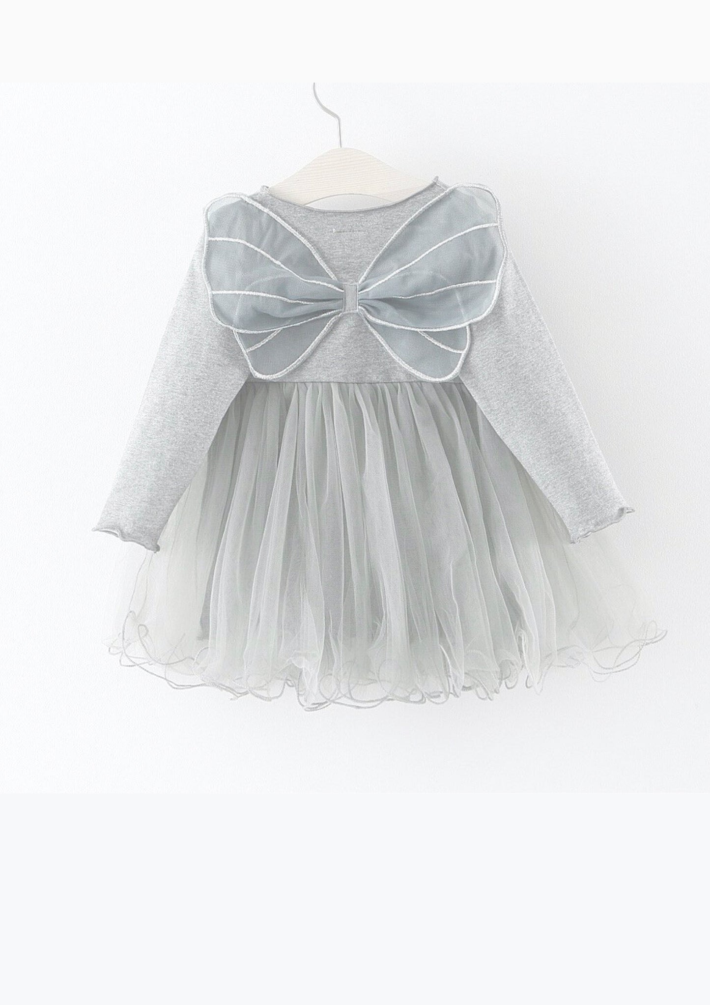 VESTIDO CON TUTÚ ALAS DE MARIPOSA DOLLY by Le Petit Tom ® gris plateado