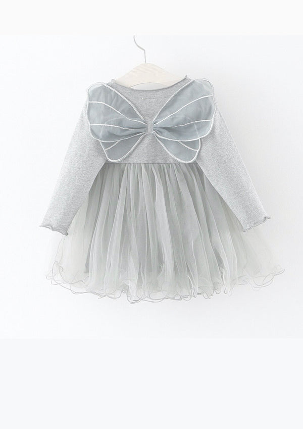 VESTIDO CON TUTÚ ALAS DE MARIPOSA DOLLY by Le Petit Tom ® gris plateado