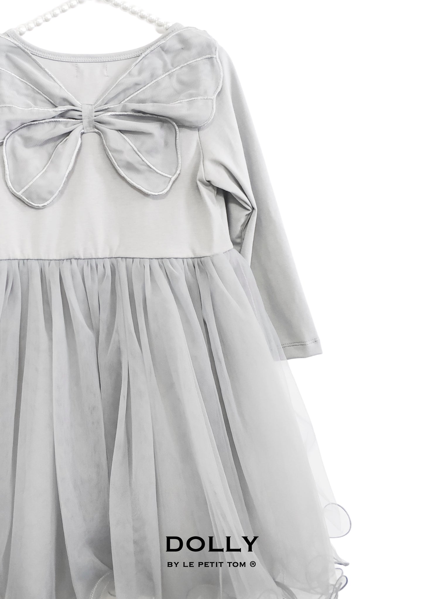 VESTIDO CON TUTÚ ALAS DE MARIPOSA DOLLY by Le Petit Tom ® gris plateado
