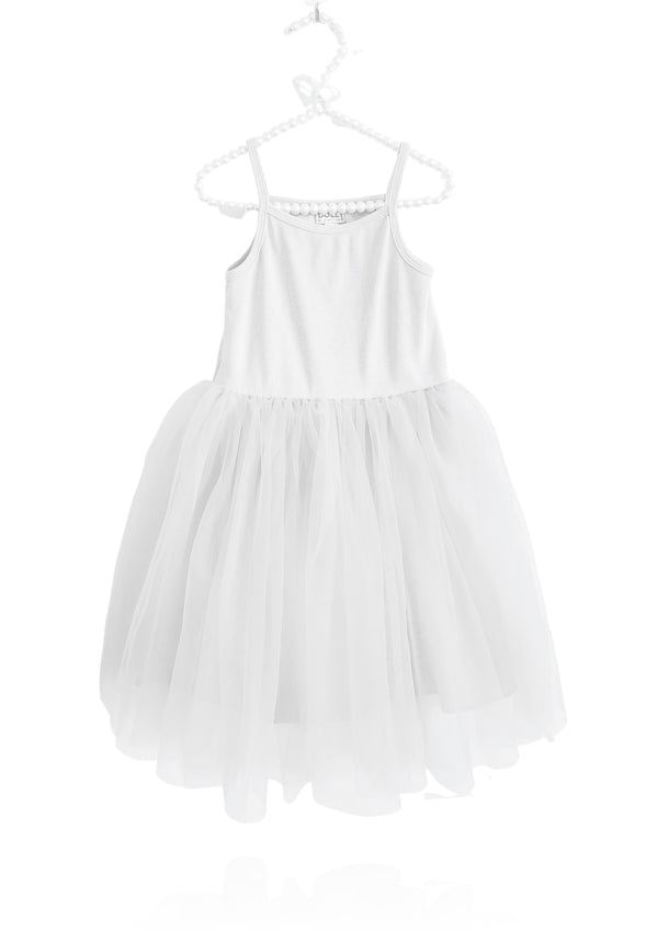 VESTIDO DE TUTÚ DE ALGODÓN ACANALADO DOLLY by Le Petit Tom ® blanco