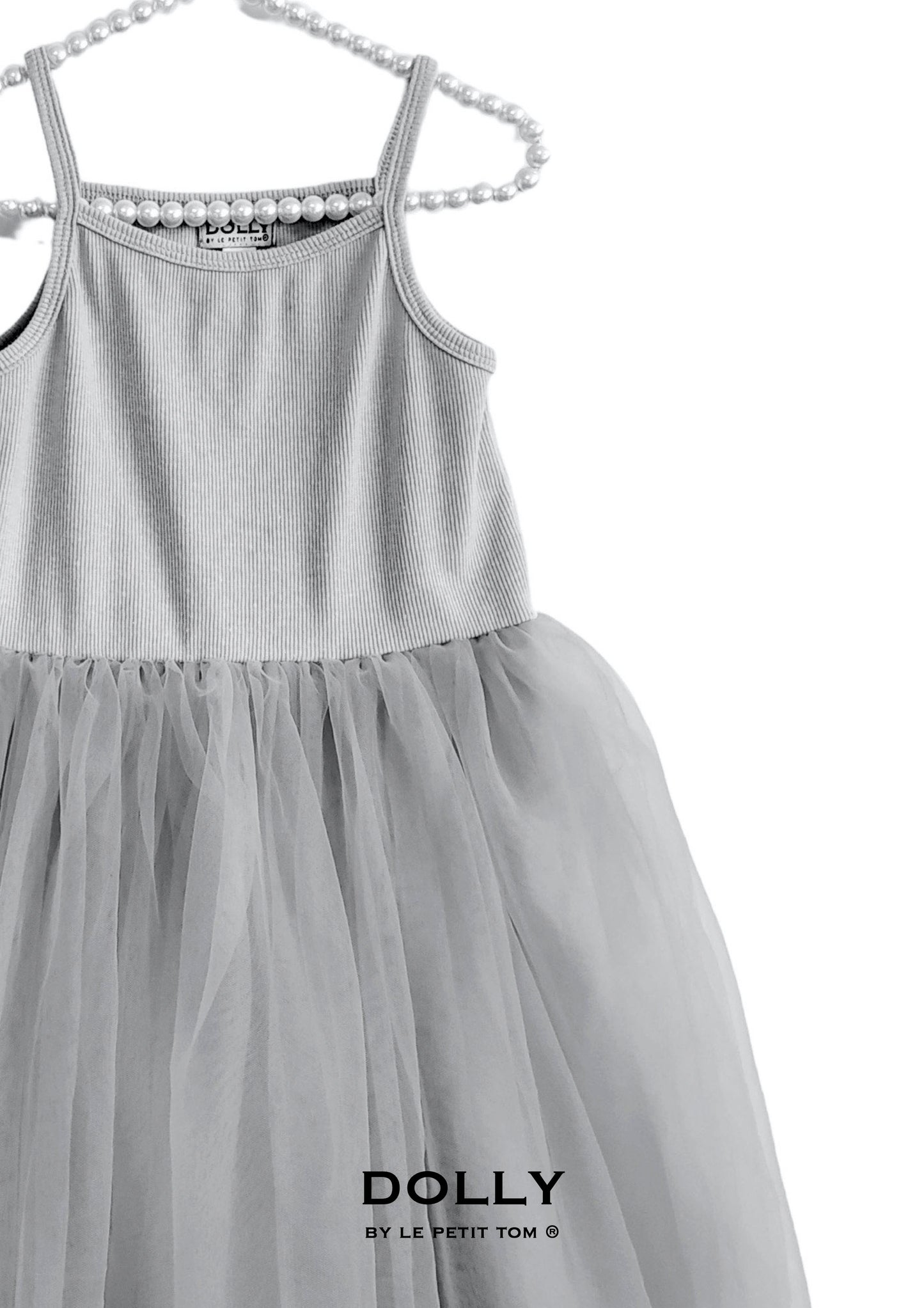 DOLLY by Le Petit Tom ® RIB COTTON TUTU DRESS silver grey