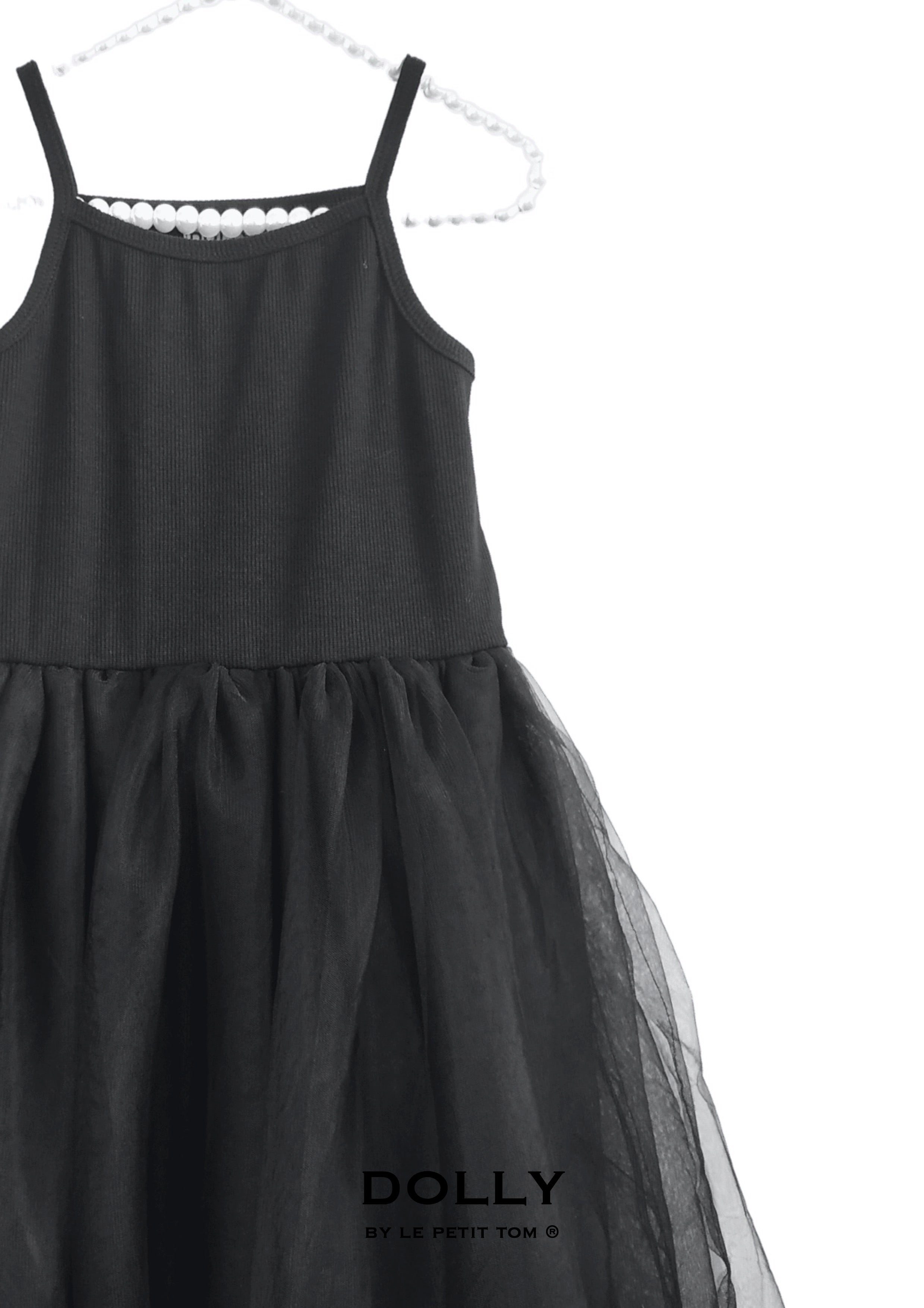 VESTIDO DE TUTÚ DE ALGODÓN ACANALADO DOLLY by Le Petit Tom ® negro