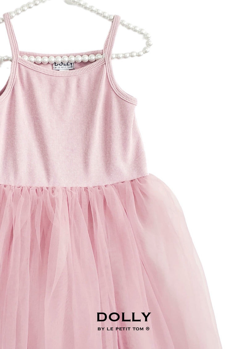 VESTIDO DE TUTÚ DE ALGODÓN ACANALADO DOLLY by Le Petit Tom ® rosa