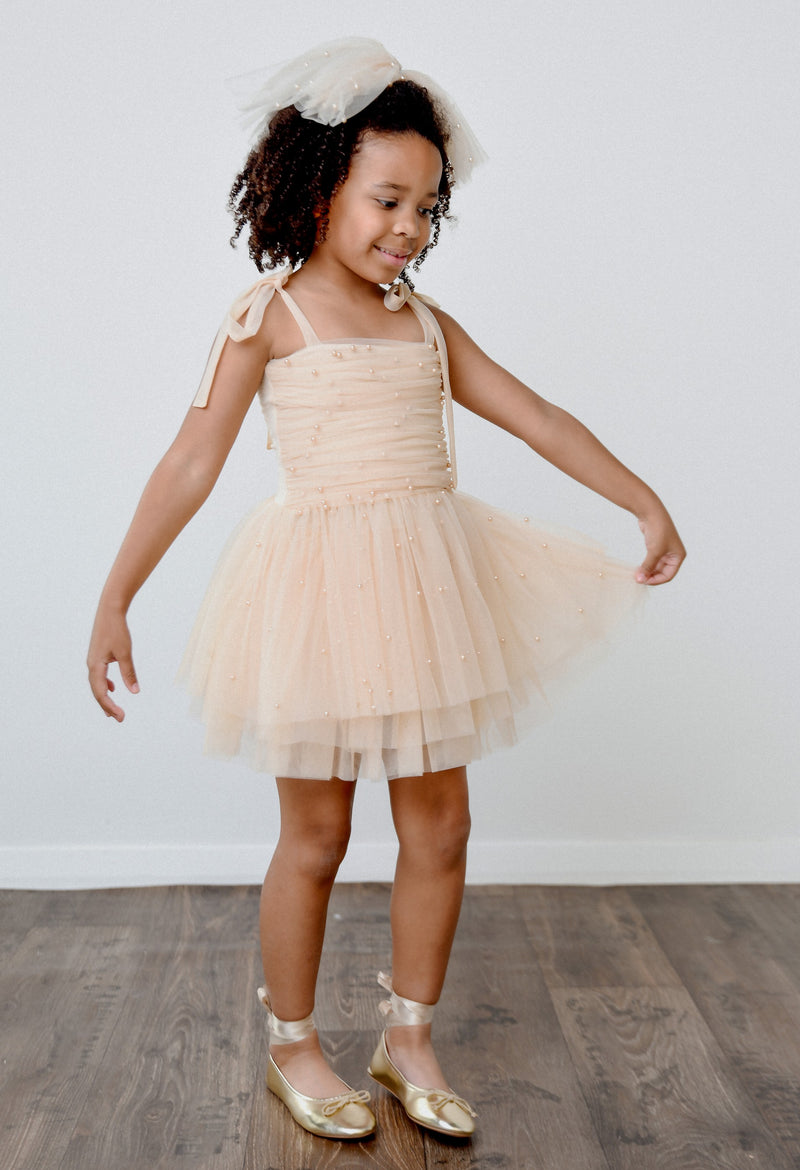 DOLLY® PEARL TULLE BALLERINA DRESS cream ⚪ – DOLLY by Le Petit Tom ®