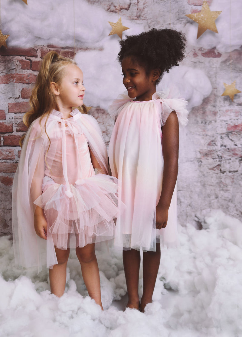 VESTIDO DE TUTU DE LEOTARD DE TERCIOPELO CON ESTRELLAS Y LUNA ⭐️ 🌙 TUL rosa ballet DOLLY®