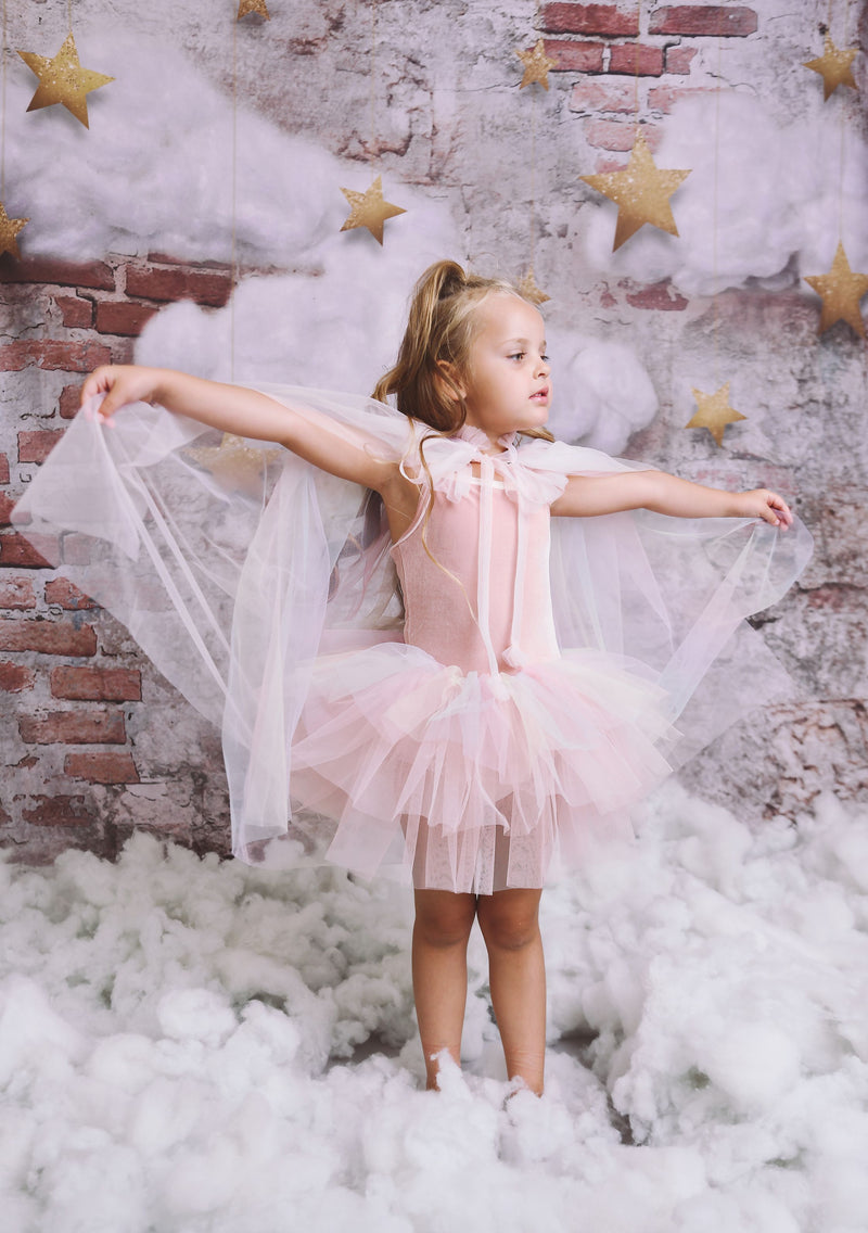 VESTIDO DE TUTU DE LEOTARD DE TERCIOPELO CON ESTRELLAS Y LUNA ⭐️ 🌙 TUL rosa ballet DOLLY®