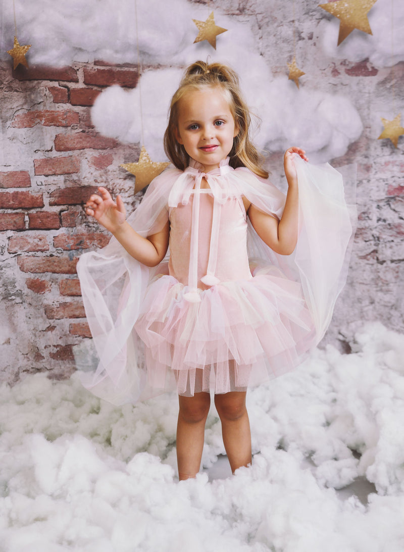 VESTIDO DE TUTU DE LEOTARD DE TERCIOPELO CON ESTRELLAS Y LUNA ⭐️ 🌙 TUL rosa ballet DOLLY®
