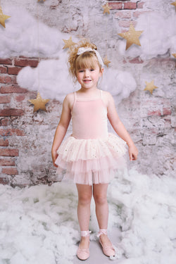 DOLLY® VELVET LEOTARD TUTU DRESS WITH STARS & MOON ⭐️ 🌙 TULLE ballet pink