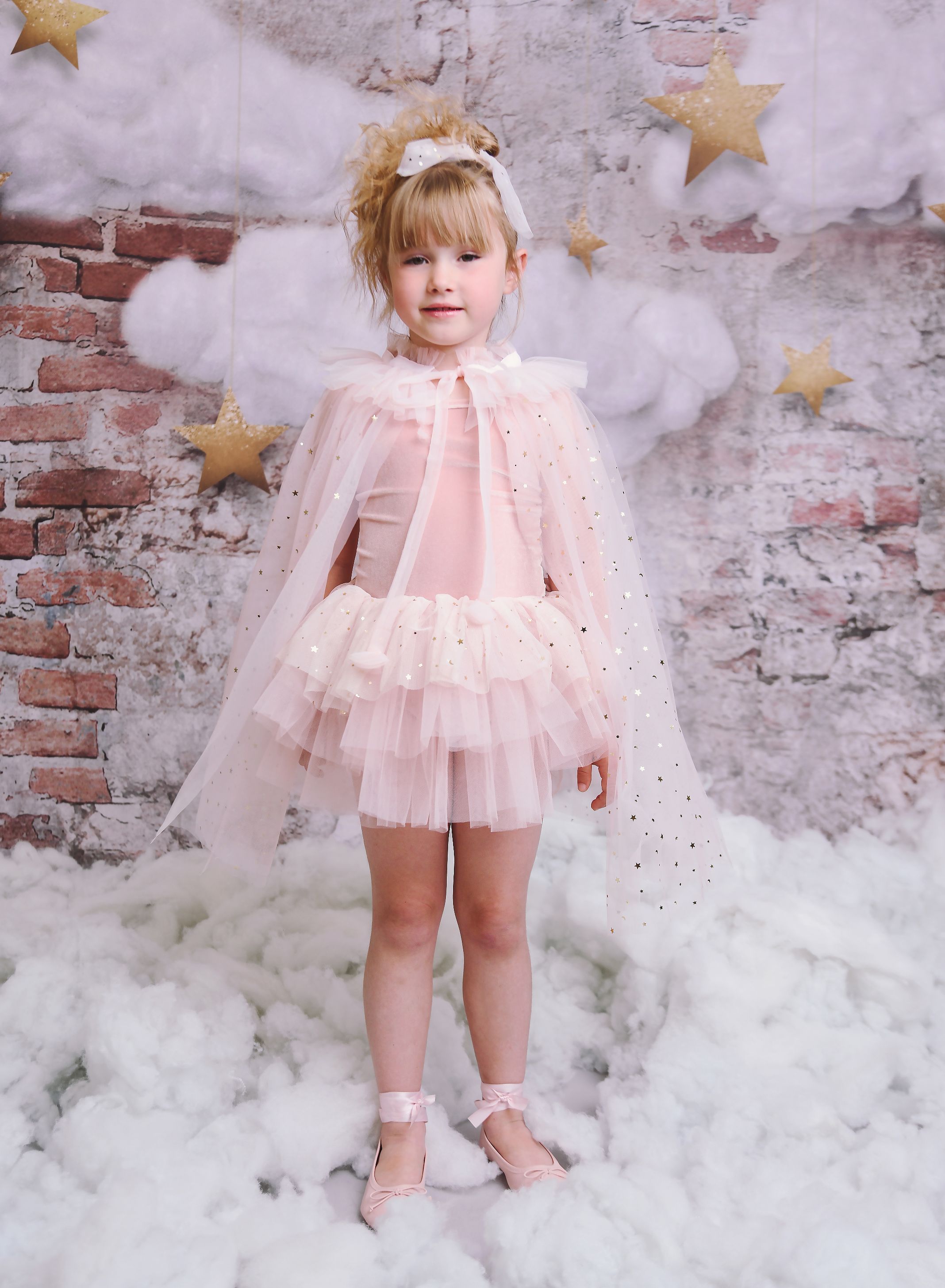 VESTIDO DE TUTU DE LEOTARD DE TERCIOPELO CON ESTRELLAS Y LUNA ⭐️ 🌙 TUL rosa ballet DOLLY®