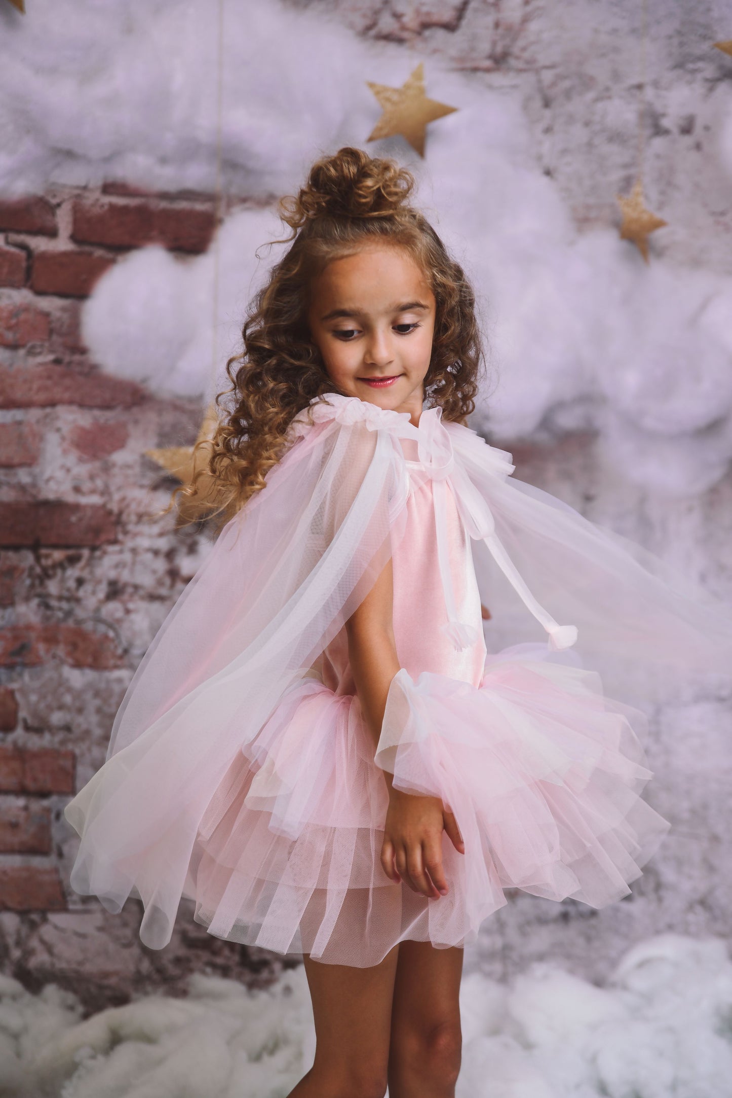 VESTIDO DE TUTU DE LEOTARD DE TERCIOPELO CON ESTRELLAS Y LUNA ⭐️ 🌙 TUL rosa ballet DOLLY®