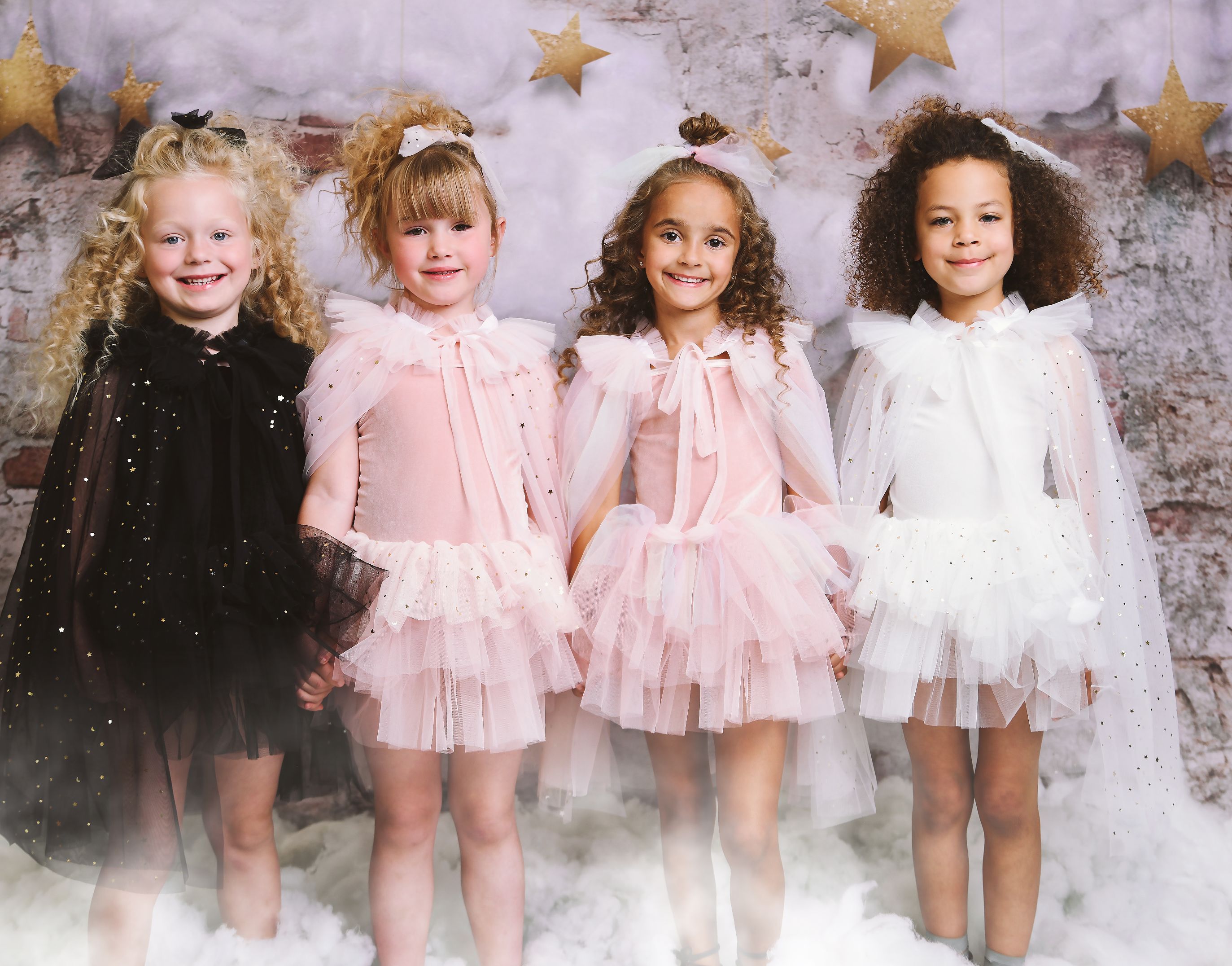 VESTIDO DE TUTU DE LEOTARD DE TERCIOPELO CON ESTRELLAS Y LUNA ⭐️ 🌙 TUL rosa ballet DOLLY®