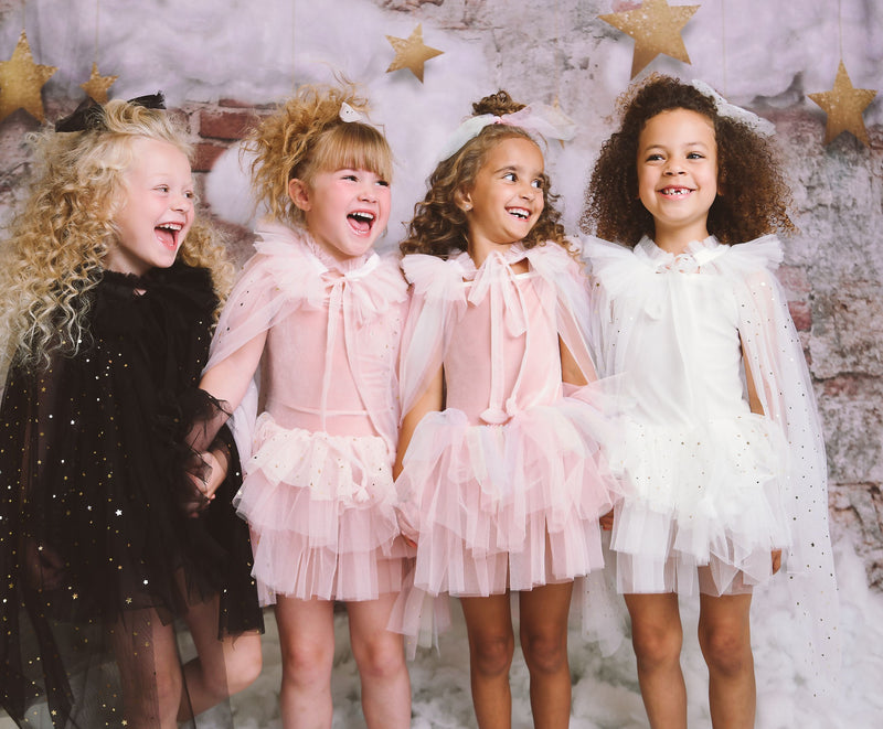 VESTIDO DE TUTU DE LEOTARDO DE TERCIOPELO DOLLY® CON ESTRELLAS Y LUNA ⭐️ 🌙 TUL blanco
