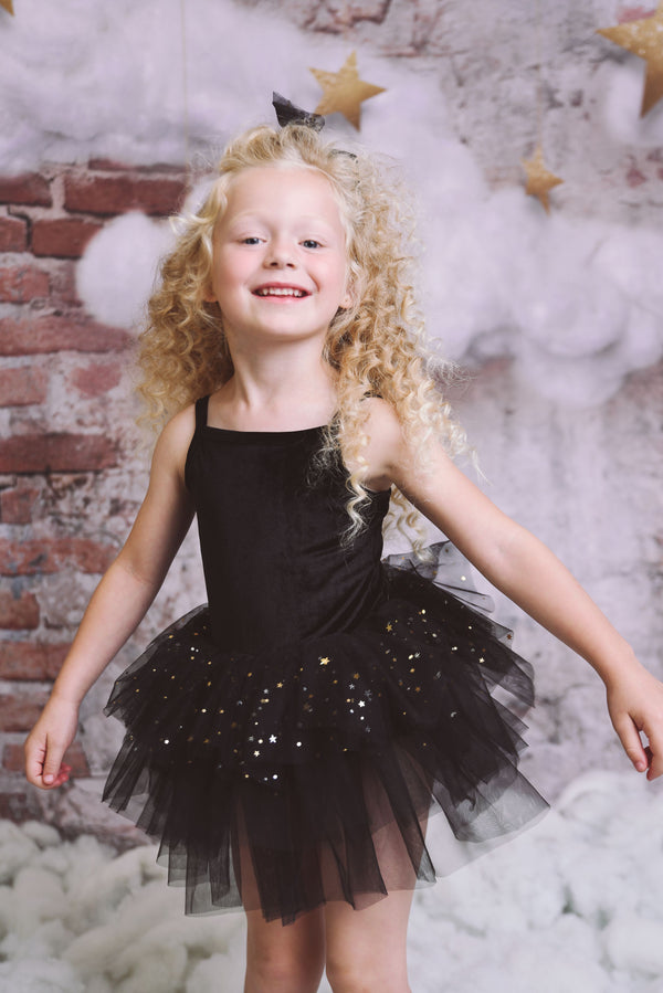 VESTIDO DE TUTU CON LEOTARD DE TERCIOPELO DOLLY® CON ESTRELLAS Y LUNA ⭐️ 🌙 TUL negro