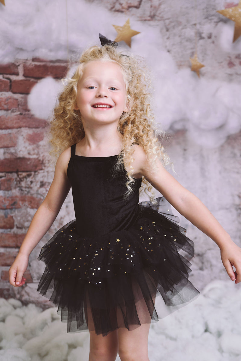 VESTIDO DE TUTU CON LEOTARD DE TERCIOPELO DOLLY® CON ESTRELLAS Y LUNA ⭐️ 🌙 TUL negro