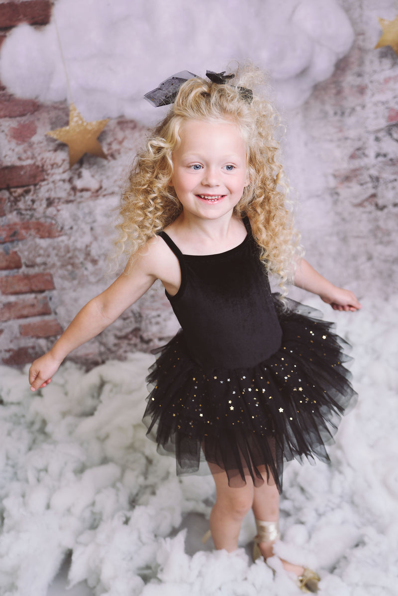 VESTIDO DE TUTU CON LEOTARD DE TERCIOPELO DOLLY® CON ESTRELLAS Y LUNA ⭐️ 🌙 TUL negro