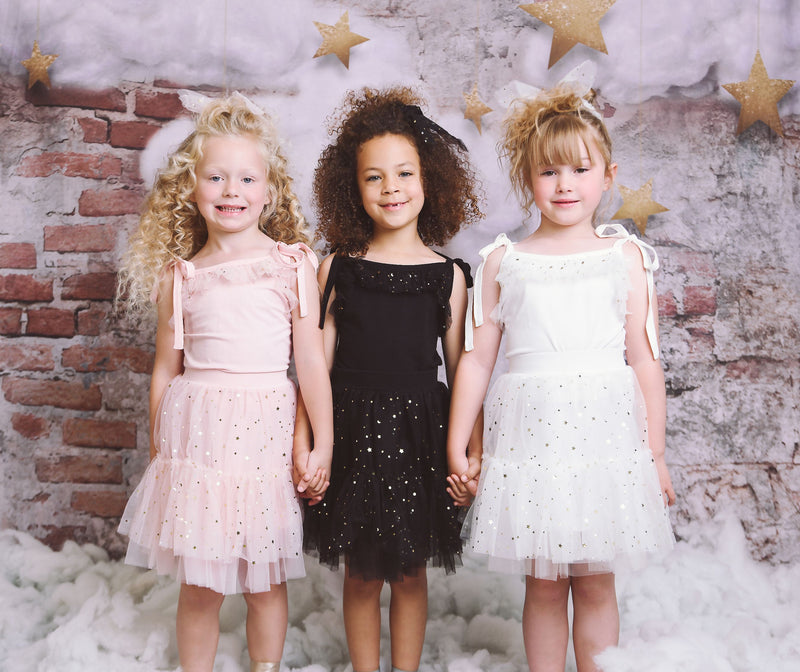 DOLLY® COTTON TOP WITH STARS & MOON ⭐️ 🌙 TULLE black