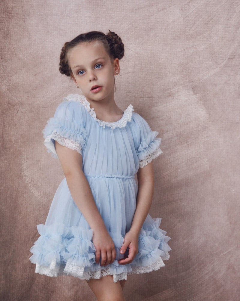 DOLLY by Le Petit Tom ® PORCELAIN DOLLY DRESS light blue