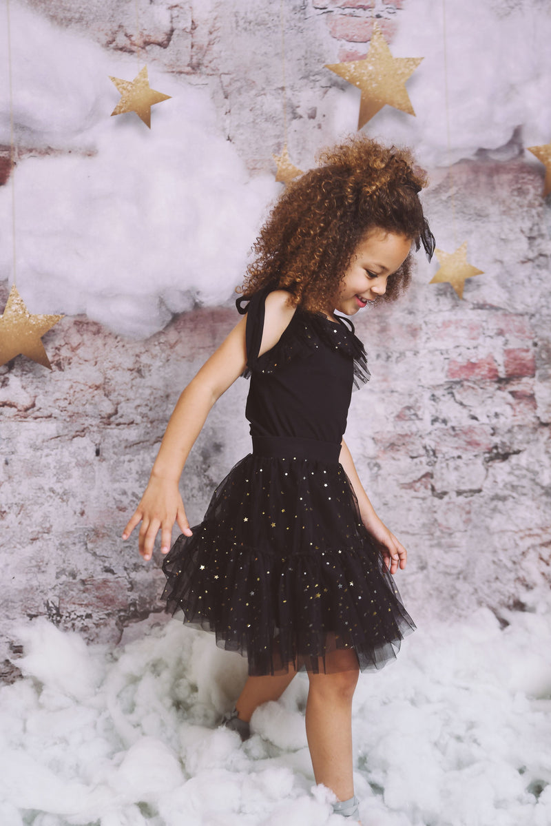 DOLLY® COTTON TOP WITH STARS & MOON ⭐️ 🌙 TULLE black