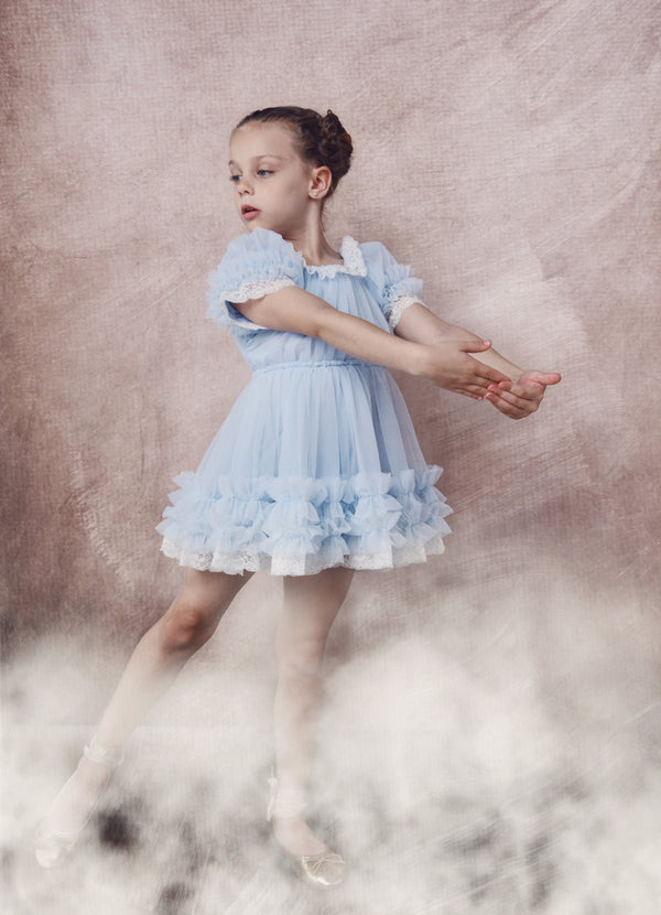 DOLLY by Le Petit Tom ® PORCELAIN DOLLY DRESS light blue