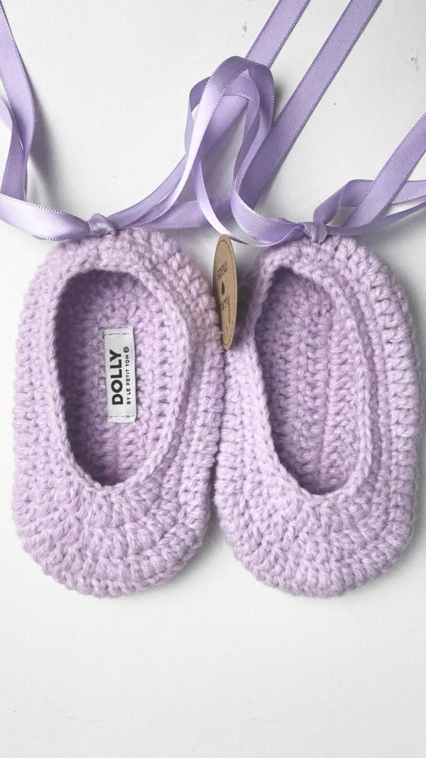 DOLLY by Le Petit Tom ® CROCHET BABY BALLERINAS lavender