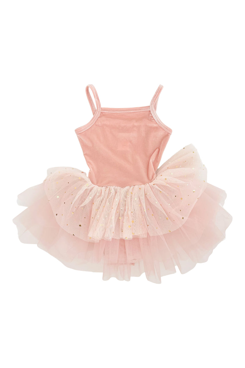 DOLLY® VELVET LEOTARD TUTU DRESS WITH STARS & MOON ⭐️ 🌙 TULLE ballet pink