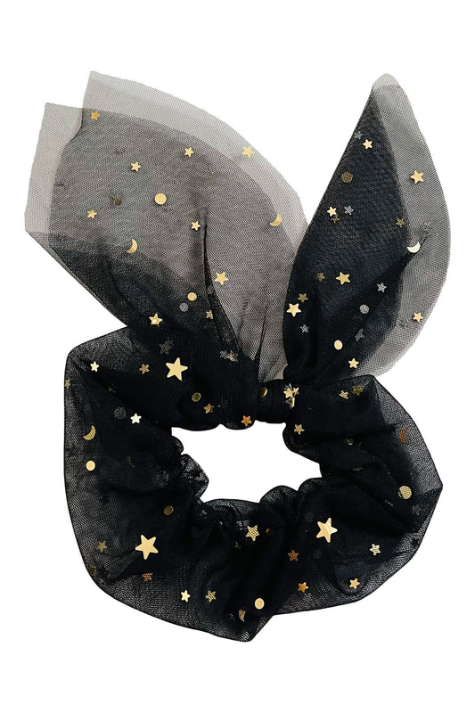 DOLLY® STARS &amp; MOON ⭐️ 🌙 SCRUNCHIE DE PELO TUL NEGRO