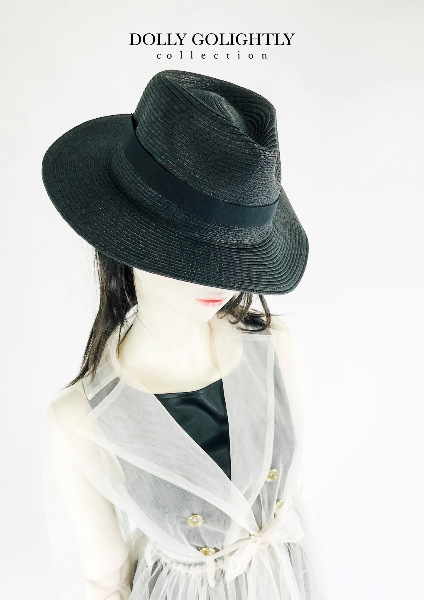 DOLLY GOLIGHTLY FEDORA HAT black or white