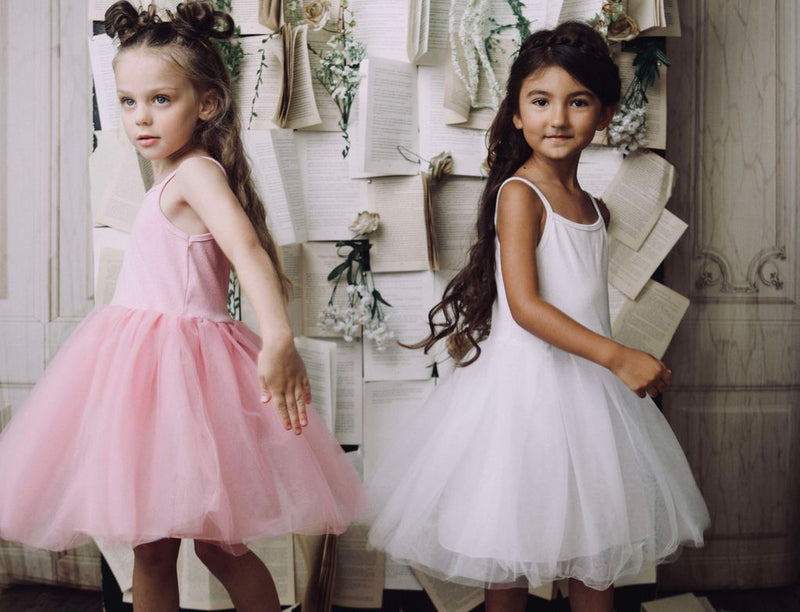 VESTIDO DE TUTÚ DE ALGODÓN ACANALADO DOLLY by Le Petit Tom ® rosa