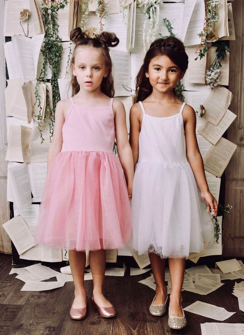 VESTIDO DE TUTÚ DE ALGODÓN ACANALADO DOLLY by Le Petit Tom ® rosa
