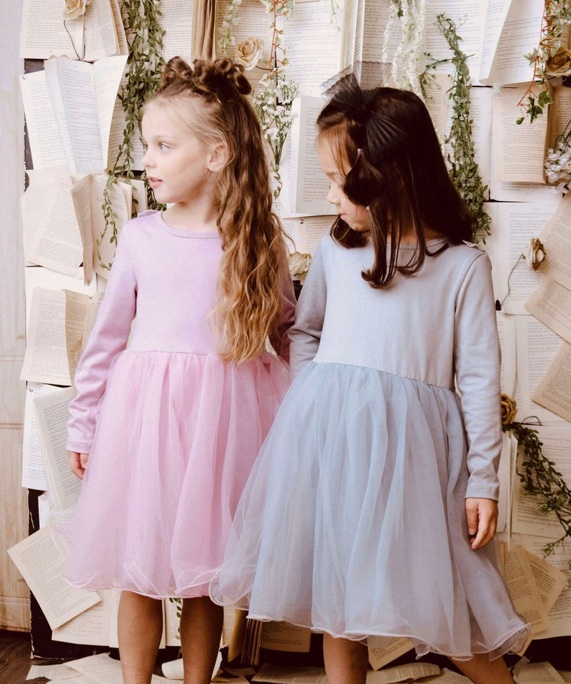 DOLLY by Le Petit Tom ® BUTTERFLY WINGS TUTU DRESS silver grey