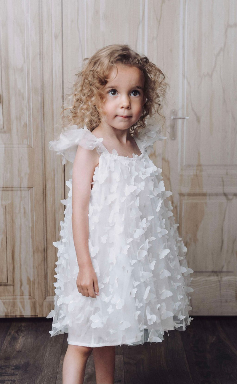 DOLLY by Le Petit Tom ® ALLOVER BUTTERFLIES TUTU DRESS white