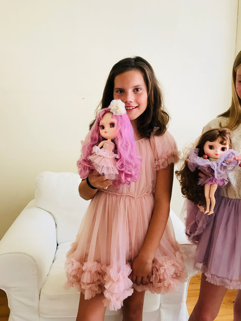 ANGELA Doll clothing DOLLY's RUFFLED DRESS ballet pink-dolls-DOLLY by Le Petit Tom ®