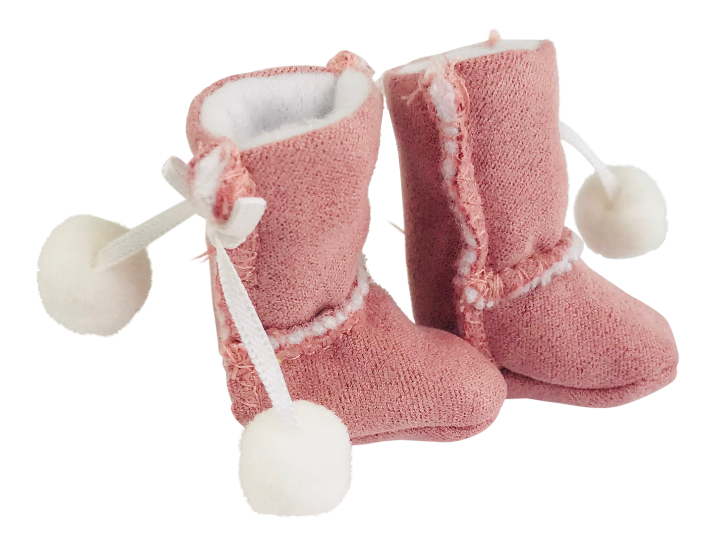 ANGELA Doll FAUX SUEDE ANKLE BOOTS WITH POM POMS pink-dolls-DOLLY by Le Petit Tom ®